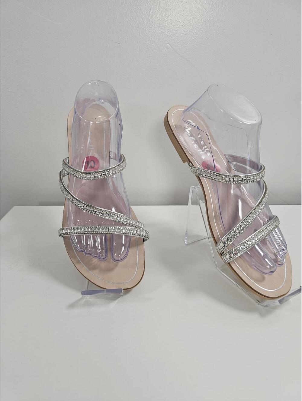 Mariella Rhinestone Flat Sandals NWOT Sz 10